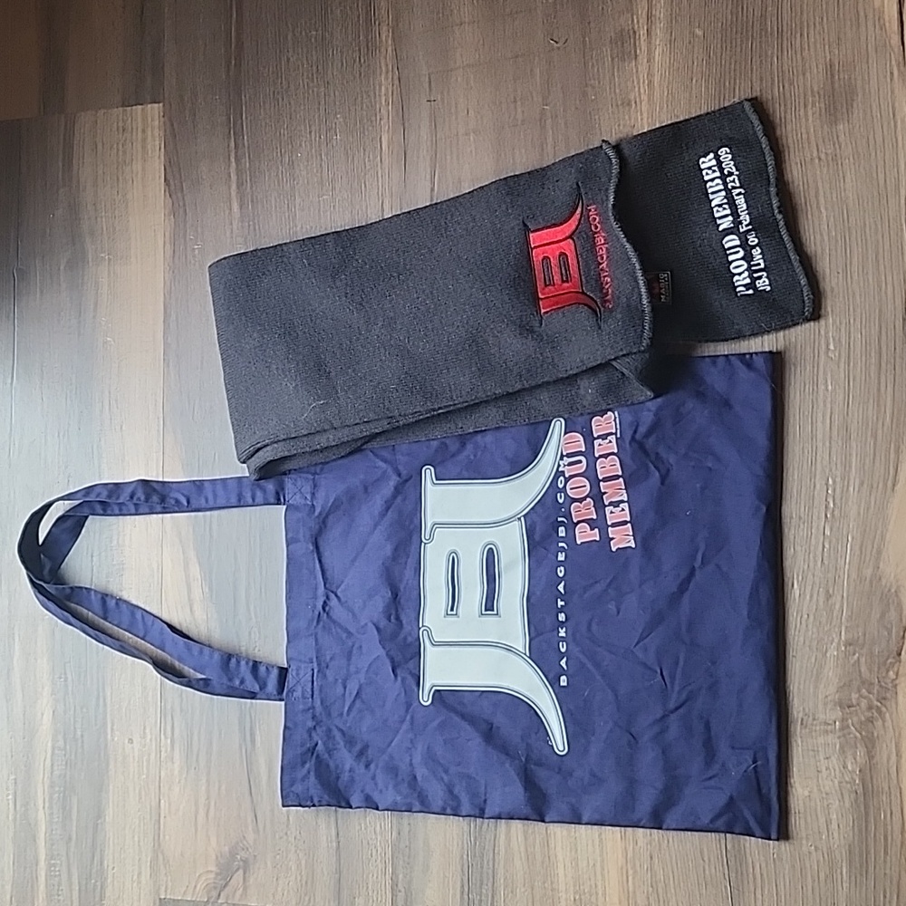 JBJ scarf and tote bag